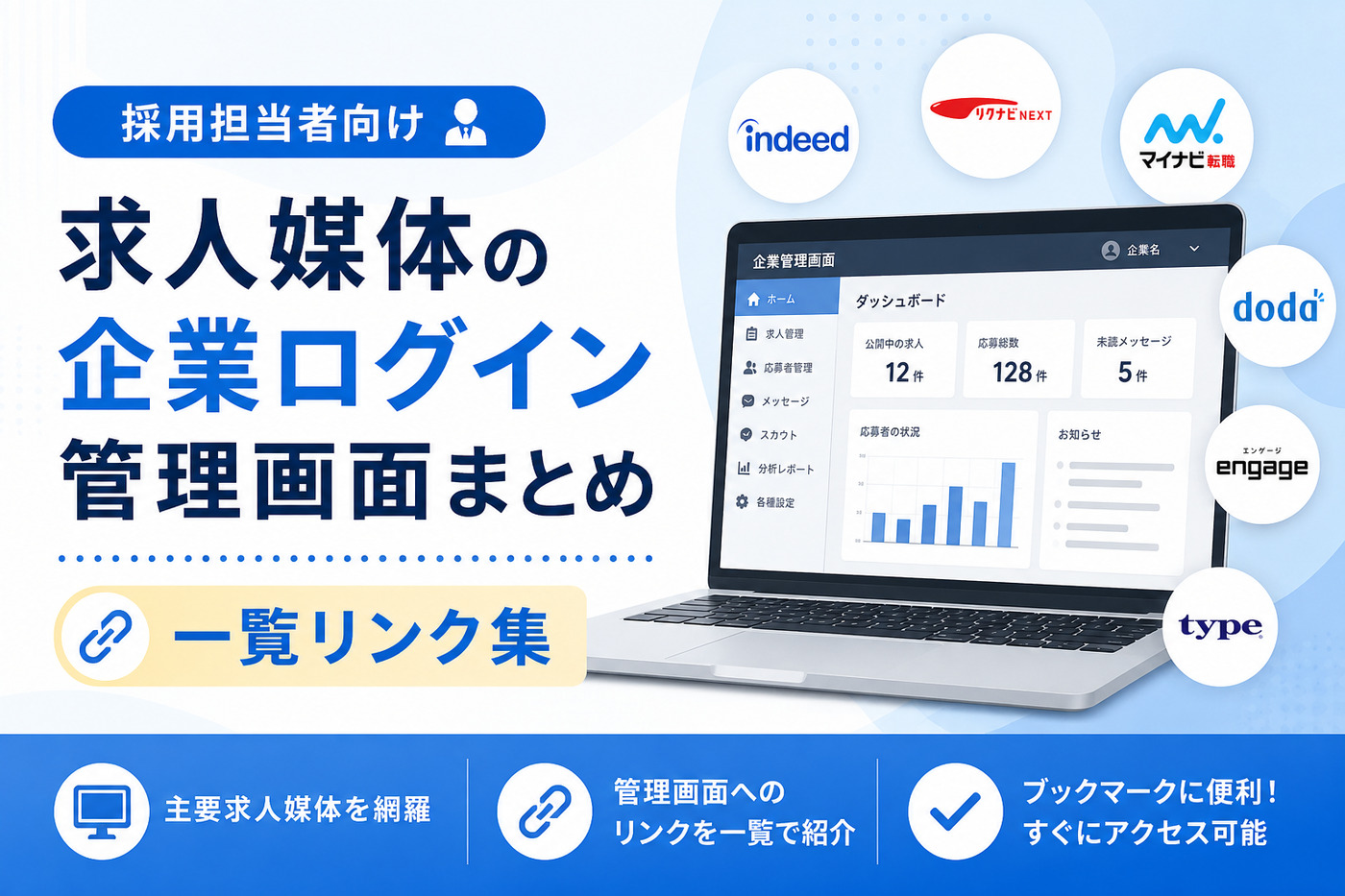 求人媒体の企業ログイン管理画面まとめ｜採用担当者向け一覧リンク集