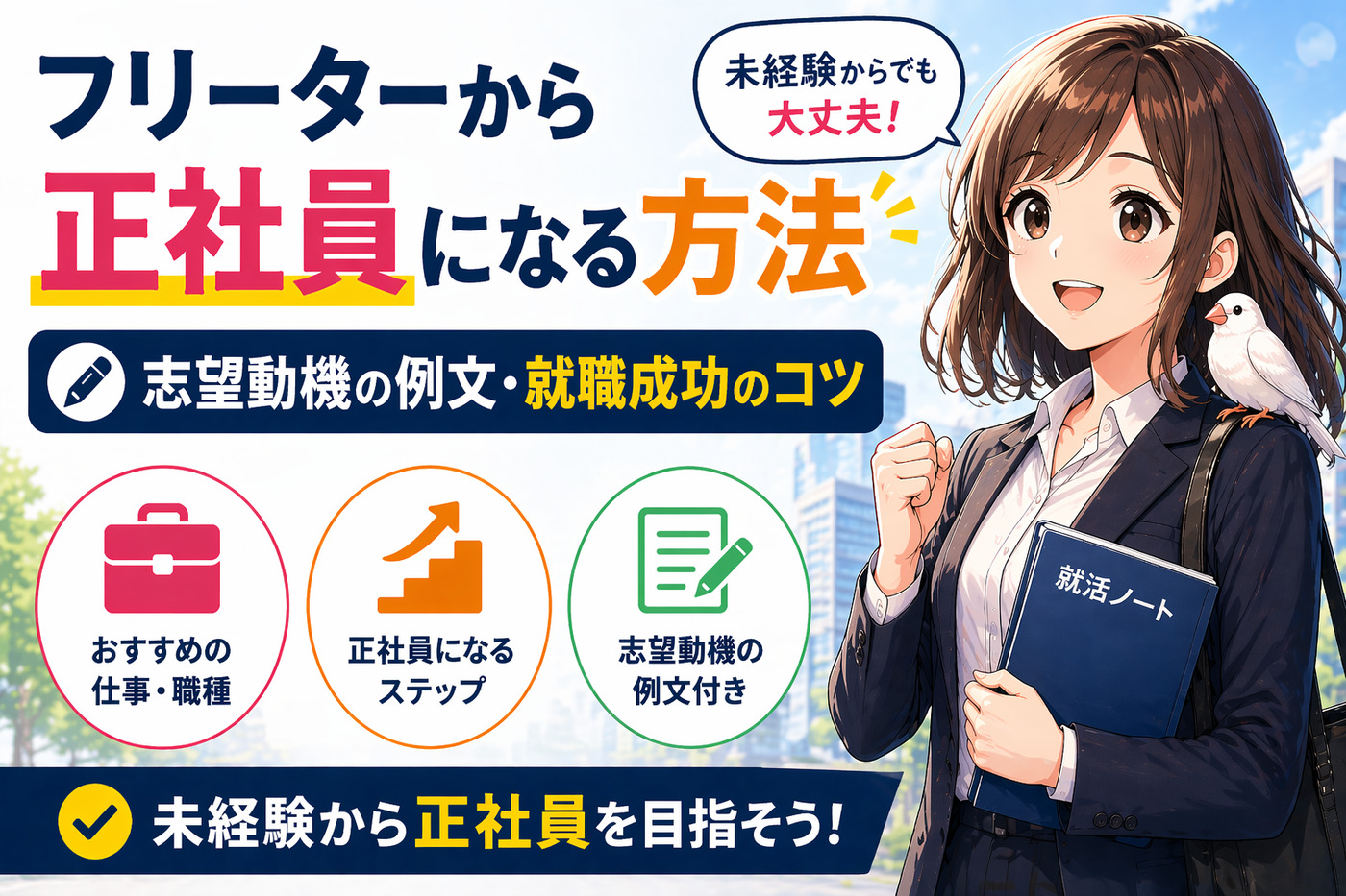 フリーターから正社員になる方法｜志望動機の例文・就職成功のコツ