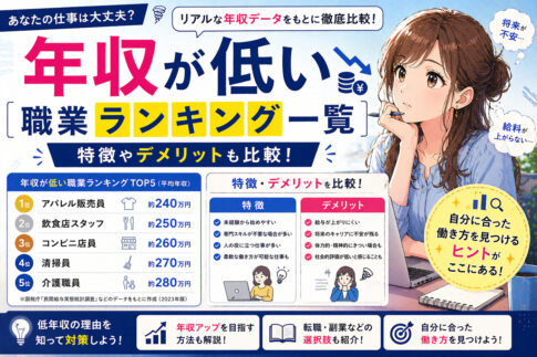 年収が低い職業ランキング一覧｜特徴やデメリットも比較！