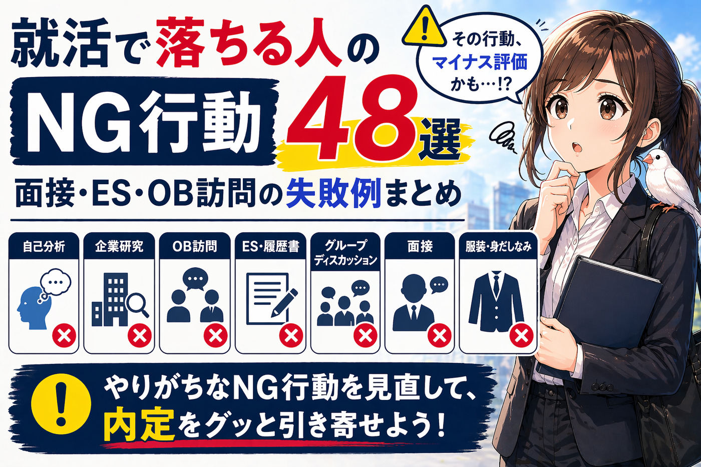 就活で落ちる人のＮＧ行動４８選｜面接・ES・OB訪問の失敗例まとめ
