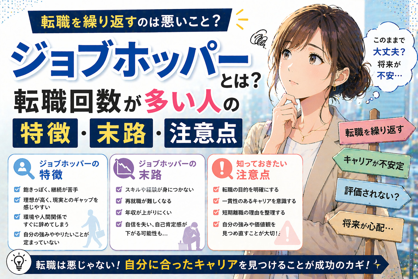 ジョブホッパーとは？転職回数が多い人の特徴や末路・注意点