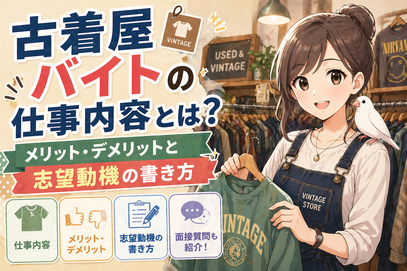 古着屋バイトの仕事内容とは？メリット・デメリットと志望動機の書き方
