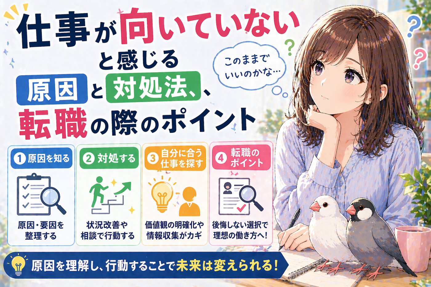 仕事が向いていないと感じる原因と対処法、転職の際のポイント