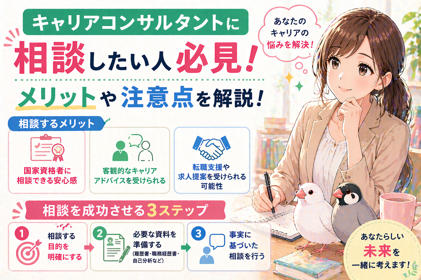 キャリアコンサルタントに相談したい人必見！メリットや注意点を解説！