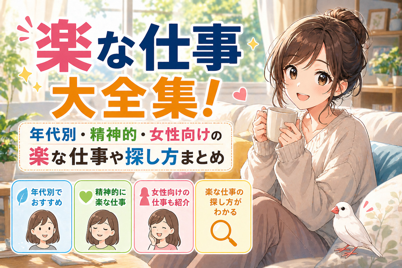 楽な仕事大全集!年代別・精神的・女性向けの楽な仕事や探し方まとめ