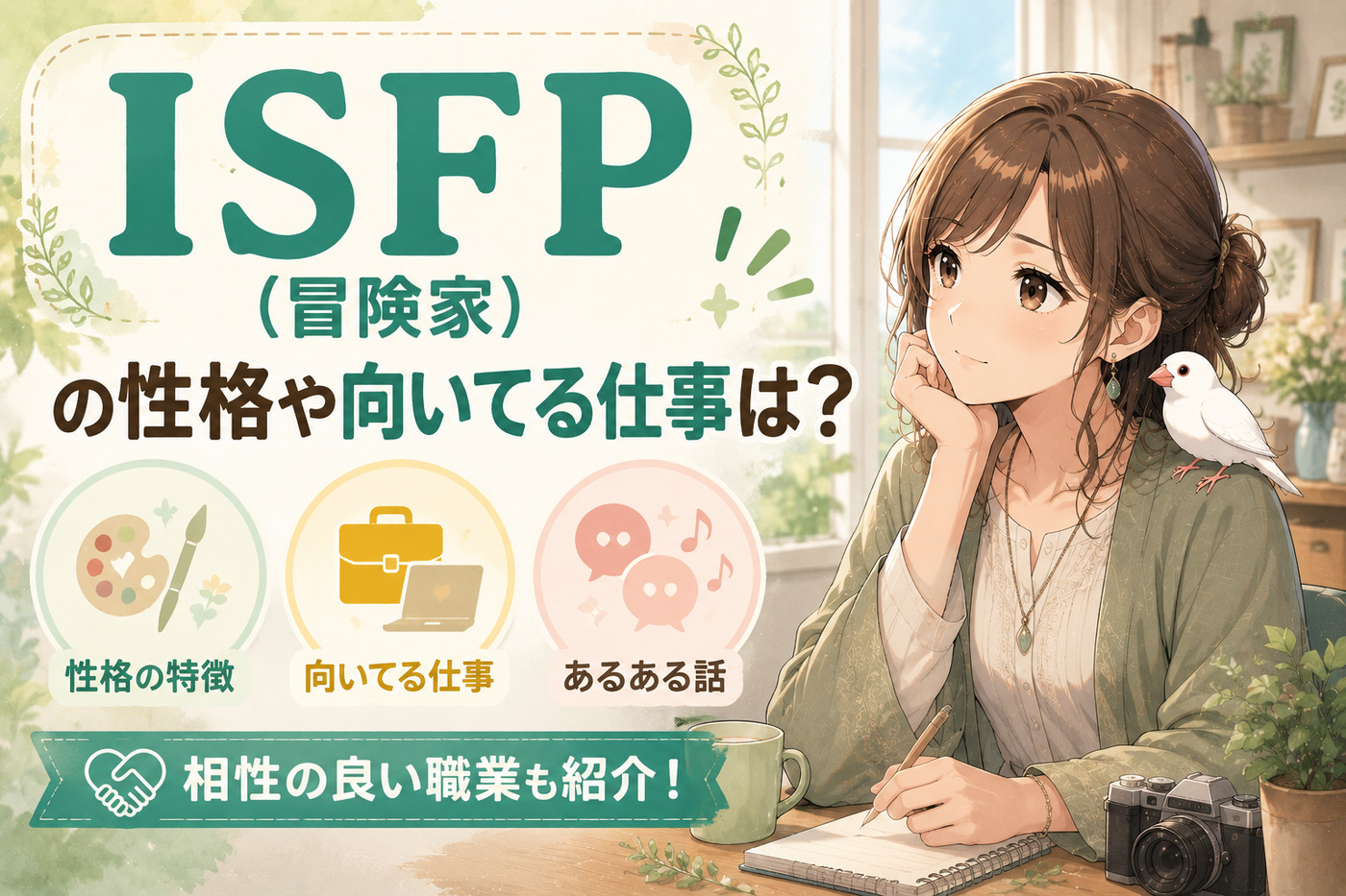 ISFP(冒険家)の性格や向いてる仕事は？あるある話や相性の良い職業