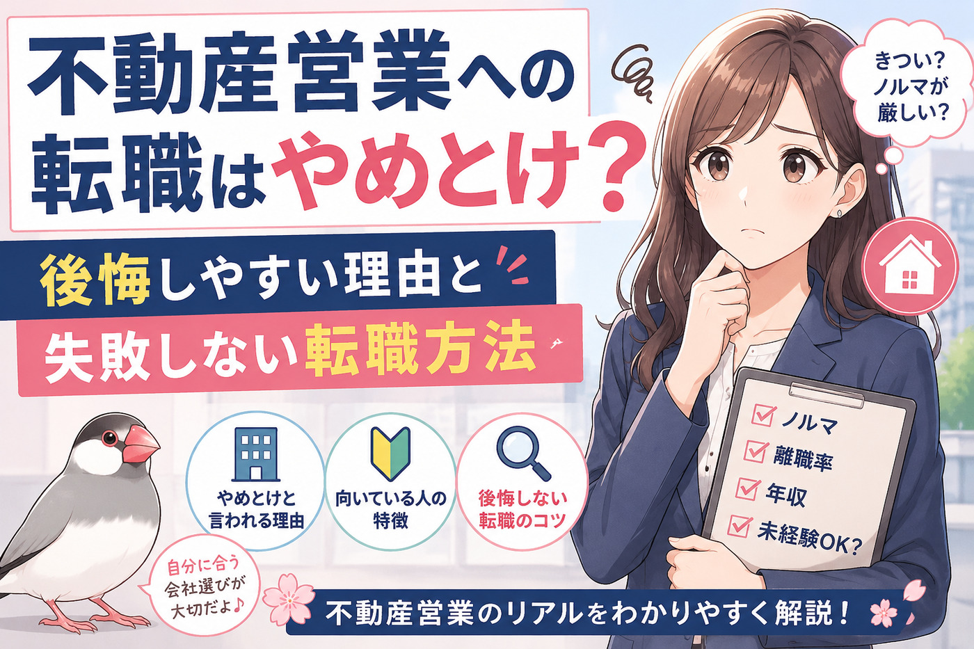 不動産営業への転職はやめとけ？後悔しやすい理由と失敗しない転職方法