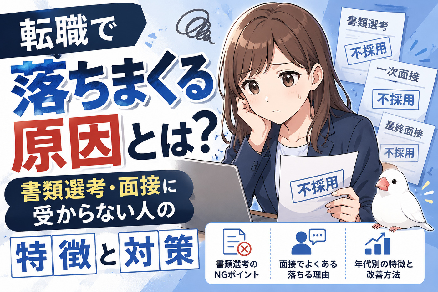 転職で落ちまくる原因とは?書類選考・面接に受からない人の特徴と対策